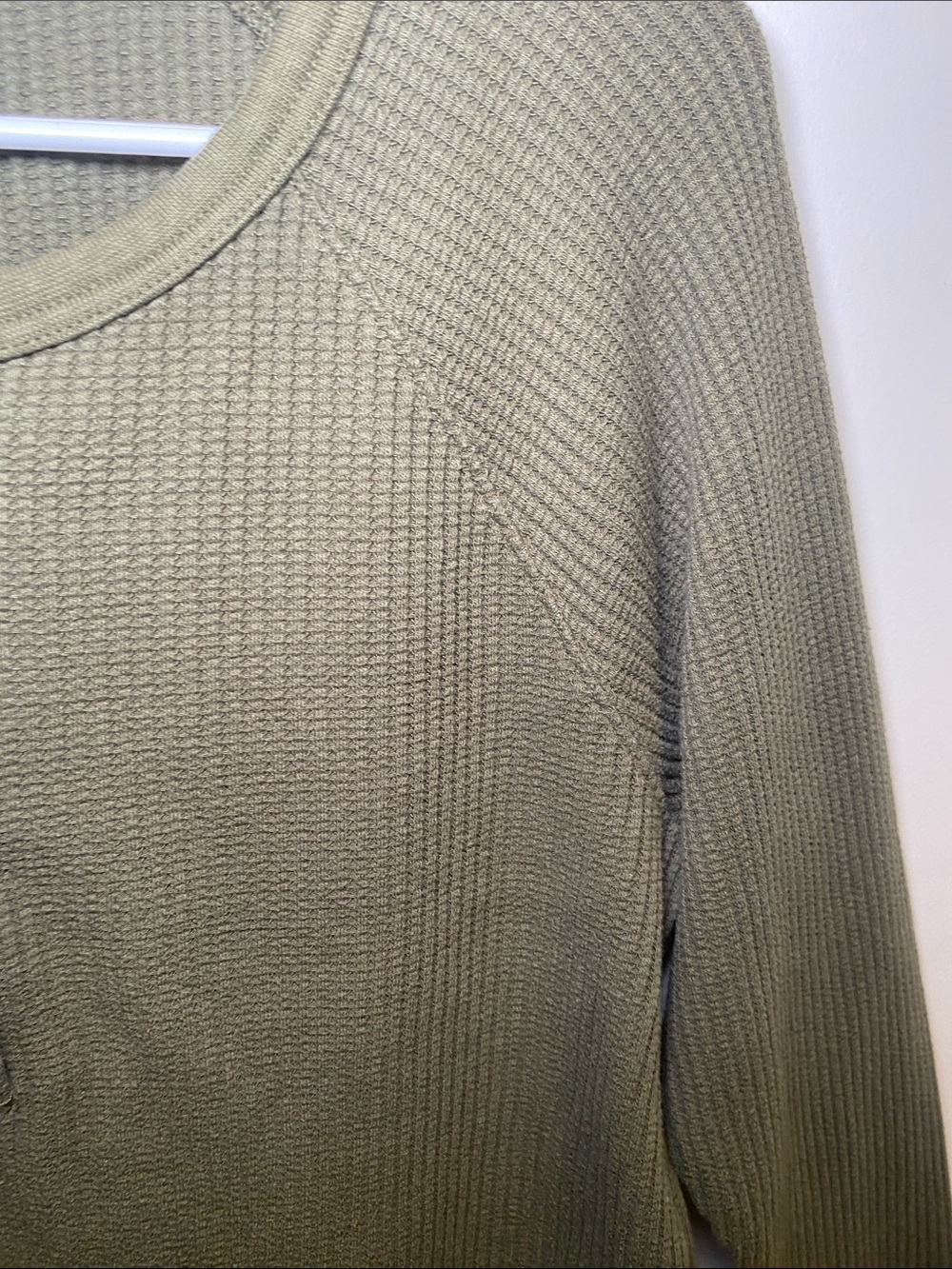GAP Olive Green Waffle Henley Long Sleeve Top - Picture 3 of 6